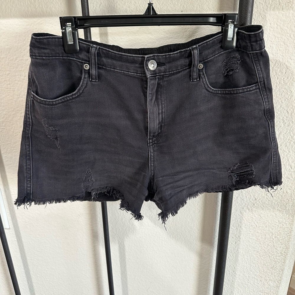 Aerie daydream Distressed Black Gray Denim Shorts